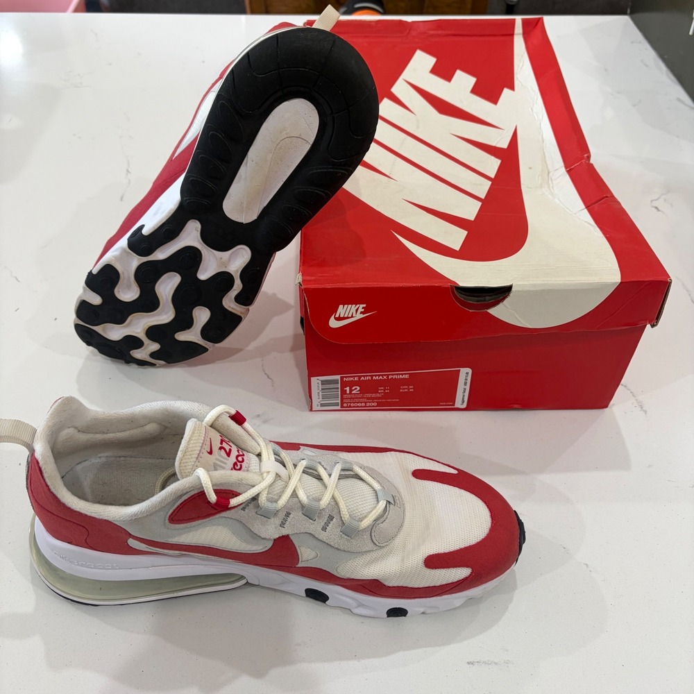 Nike Air Max 270 React White University Red Mens Size 12 CW2625-100 Sneakers